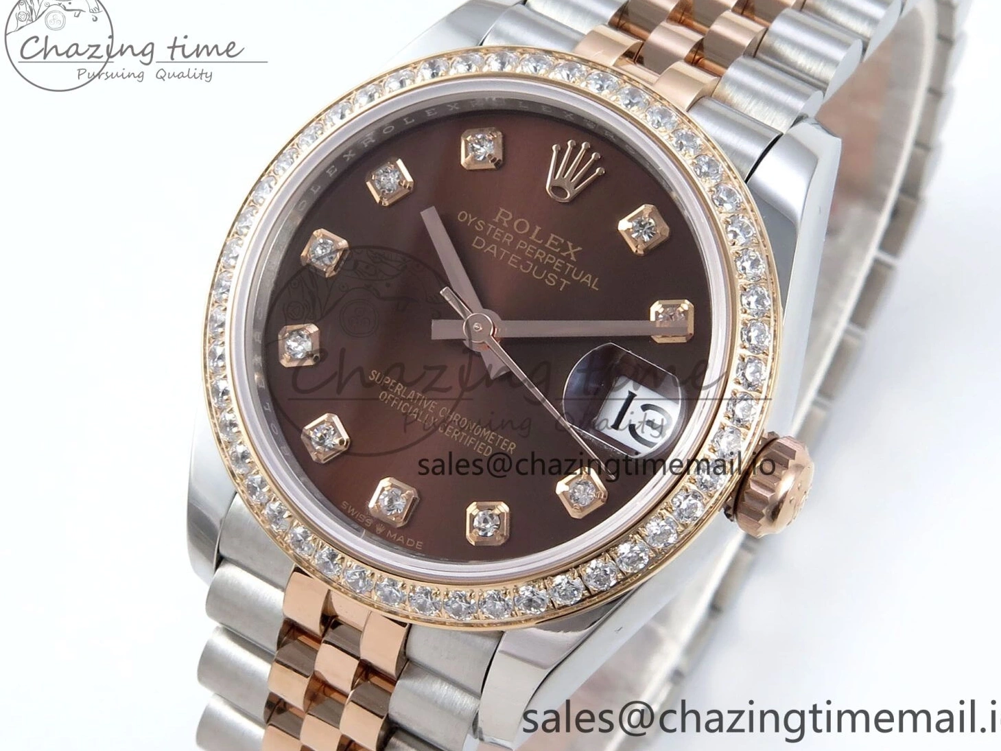 Bezel Diamonds DateJust 278381RBR Diamonds ARF 904L 1:1 Steel Dial Bracelet SS RG 31 Jubilee Edition Brown Best on ETA 2688 0402